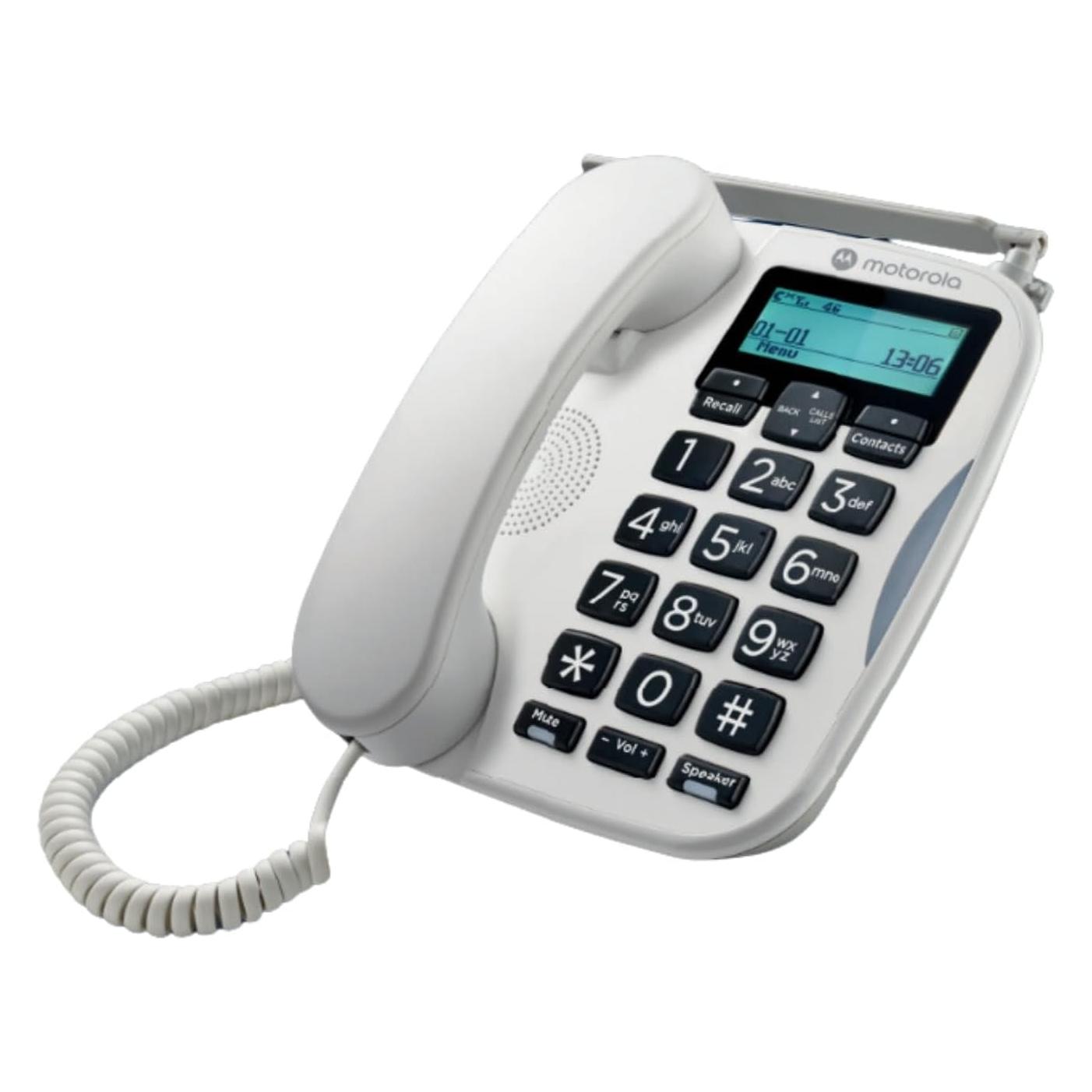 Motorola Bürotelefon Mit Sim-Karte, Notfall-Backup, 8h Akku, Grosse Tasten, Telefon, Weiss