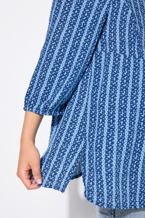 Produktbild Ulla Popken Smok-Tunika, Blüten, A-Linie, Rundhals, 3/4-Arm (54)