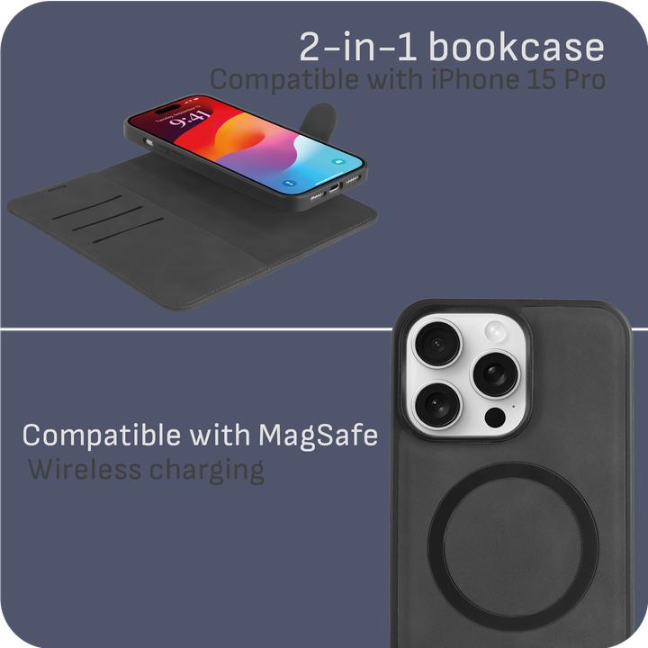 Produktbild Cazy Abnehmbare Brieftaschenhülle für iPhone 15 Pro, Abnehmbare Hülle, Magfit, 2-in-1-Design (Apple iPhone 15 Pro)