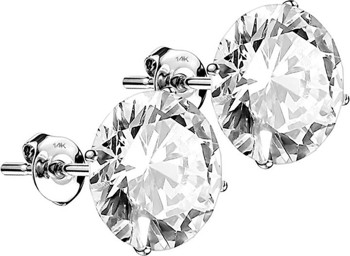 Immagine prodotto Star Piercing Orecchini pendenti in oro bianco 14k con cristallo rotondo in argento (senza ottone, Oro 14k)