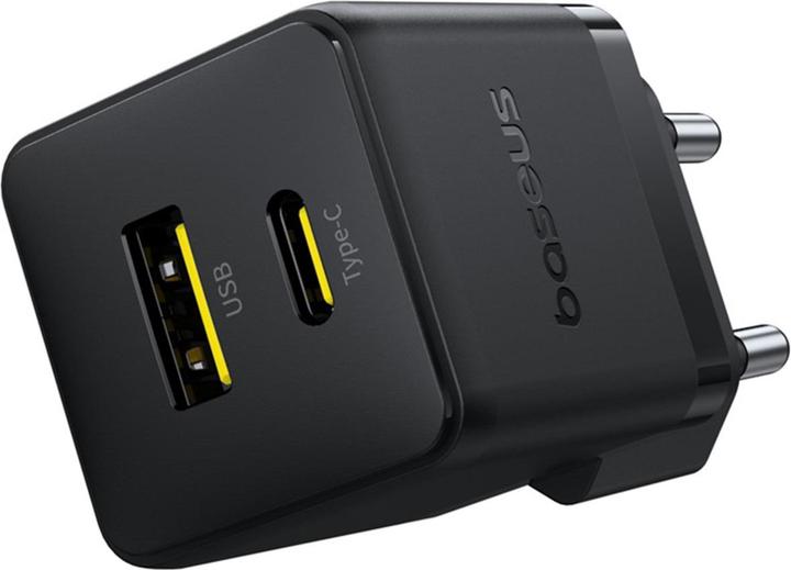Image du produit Baseus - Wall Charger Palm (P1011160A113-00) - Fast Charging, 2in1, USB, Type-C, 30W - Cluster Black (30 W, 2 ports)