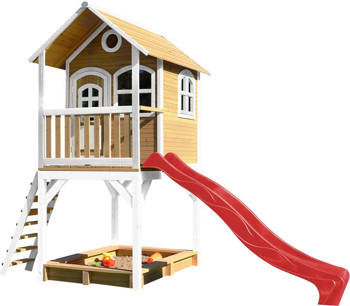 Produktbild Axi Sarah Spielhaus Braun/weiss mit Rote Rutsche