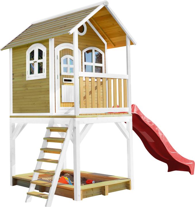 Produktbild Axi Sarah Spielhaus Braun/weiss mit Rote Rutsche