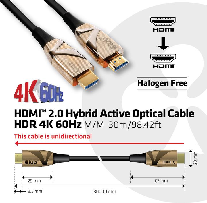 Immagine prodotto Club 3D HDMI (Typ A) — HDMI (Typ A) (30 m, HDMI, 2.0b)