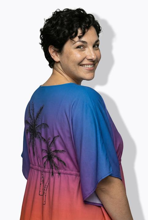 Actual product image Ulla Popken Palm Tree Gradient TIe Front Caftan (50, 52, 54, 56)