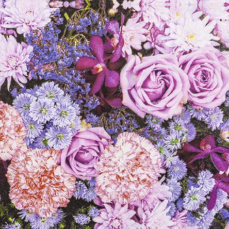 Produktbild Magni 20 Servietten Blumen in rosa und flieder Rosen Tischdeko Decoupage Serviettentechnik 33x33cm (20 x, 33 x 33 cm)