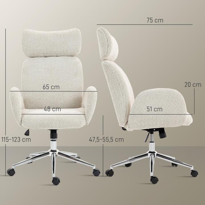 Immagine prodotto Homcom Schreibtischstuhl Polyester, Stahl Hellgrau (47.50 - 55.50 cm)