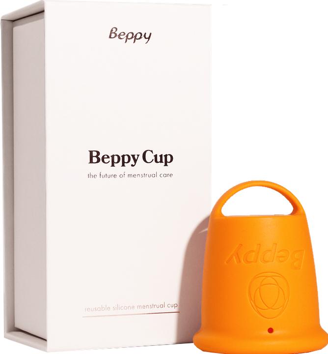 Beppy «Cup» Orange Menstruationstasse aus Silikon, latexfrei, mit Entnahmeschlaufe