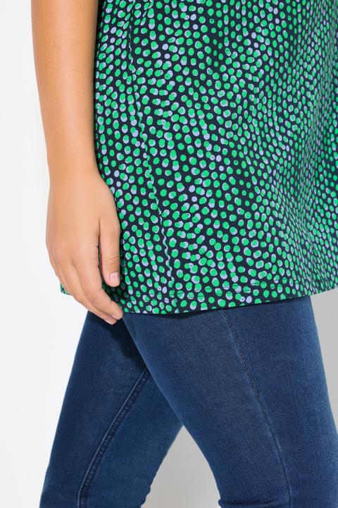 Immagine prodotto Ulla Popken Maglia dal taglio lungo e svasato con pallini, scollo rettangolare e mezze maniche (50, 52)