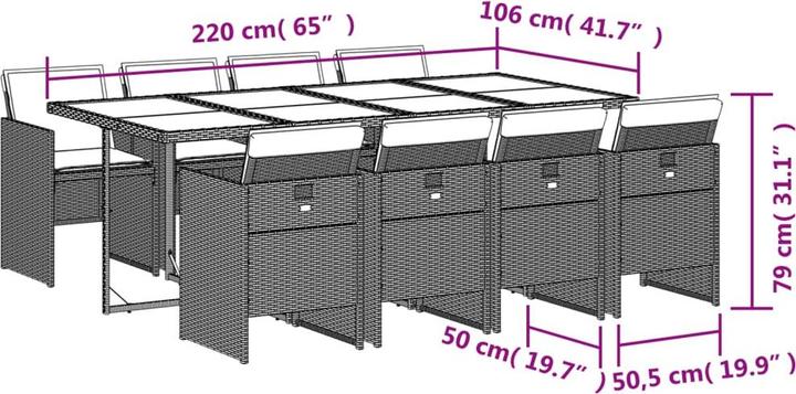 Produktbild vidaXL Garten-Essgruppe (220 x 106 x 73 cm)