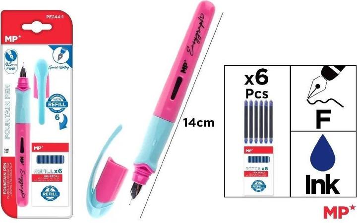 Image du produit TOM Füllfederhalter 0,5 mm mit rosa Minen (Rose, Turquoise, 1x)