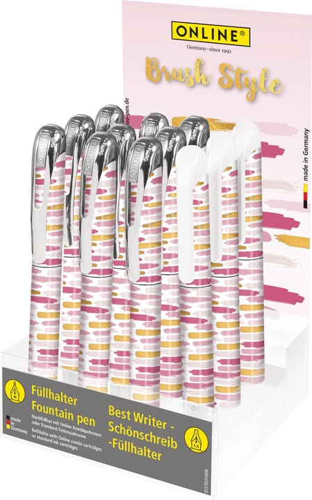 Produktbild Online Schreibgeräte in PET-Display 08345/12 College, Brush Style sortiert (Pink, Rose, Gold, 12 x)