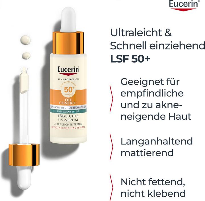 Image du produit Eucerin SUN Face Oil Control Serum LSF50+ Flasche 30 ml (Crème solaire visage, SPF 50+, 30 ml)