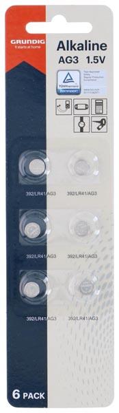 Grundig Batterie Knopfzelle AG3 6St. (6 Stk., LR41)