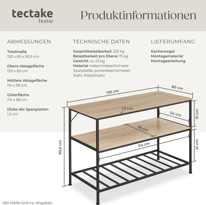 Actual product image tectake Akeley (120 x 60 x 90.50 cm)