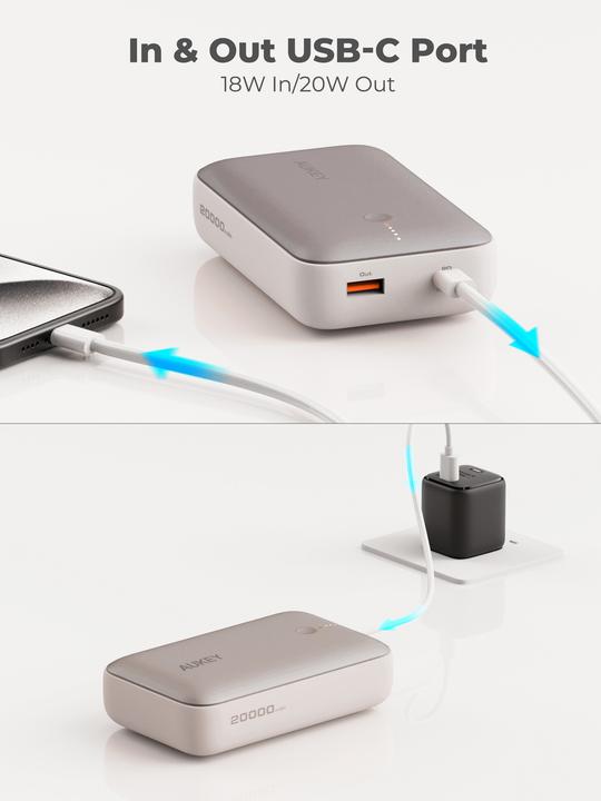 Actual product image Aukey SPARK MINI - Powerbank (20000 mAh, 22.50 W, 22.50 Wh)