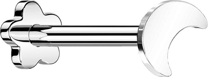 Immagine prodotto Star Piercing Micro labret senza fili fiore d'argento luna (Titanio, senza ottone)