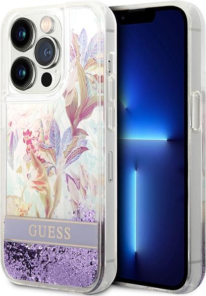 Guess GUHCP14XLFLSU iPhone 14 Pro Max 6,7" fioletowy/purple hardcase Flower Liquid Glitter (Apple iPhone 14 Pro Max)