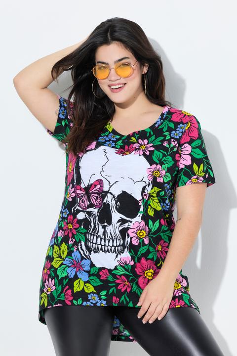 Produktbild Angel of Style T-Shirt, Totenkopf und Blumen, Halbarm (46)