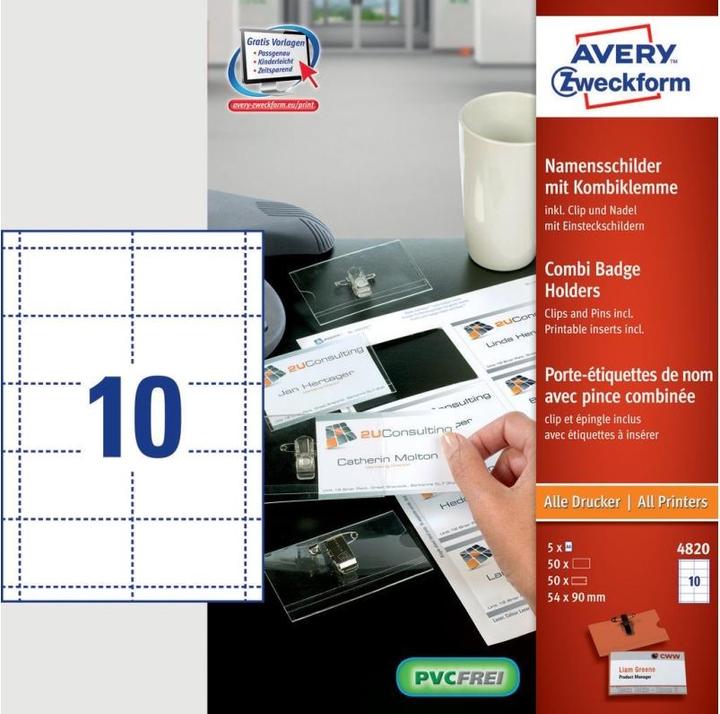 Actual product image Avery Dennison Name badge set 54x90mm