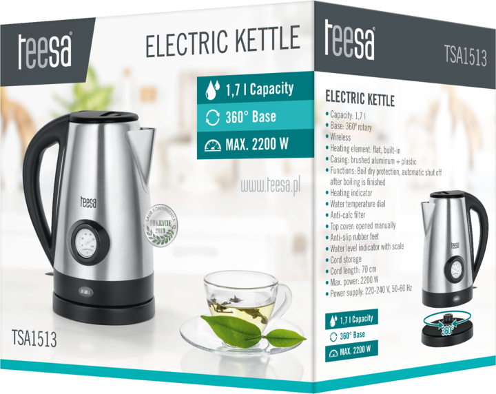 Actual product image Teesa Wireless kettle with water temperature indicator (1.70 l)