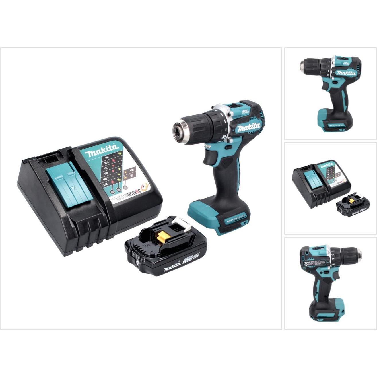Thumbnail - Makita, Bohrmaschine + Akkuschrauber, DDF 487 RA1 Akku Bohrschrauber 18 V 40 Nm Brushless + 1x Akku 2,0 Ah + Ladegerät (...