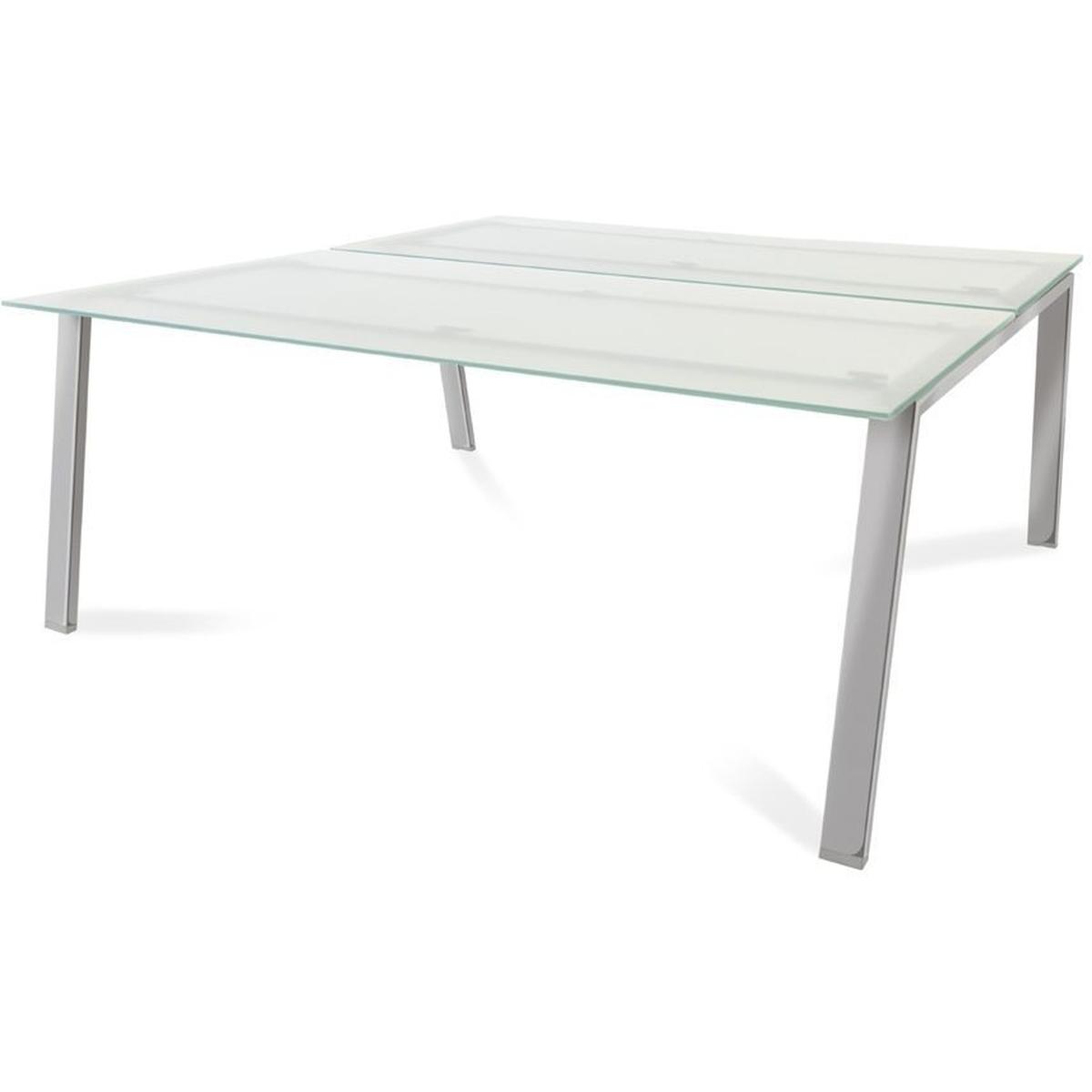 Rocada, Schreibtisch, Mehrfacharbeitstisch Blanca BxTxH 180x163x73cm Gestell verchromt Platte Glas satiniert