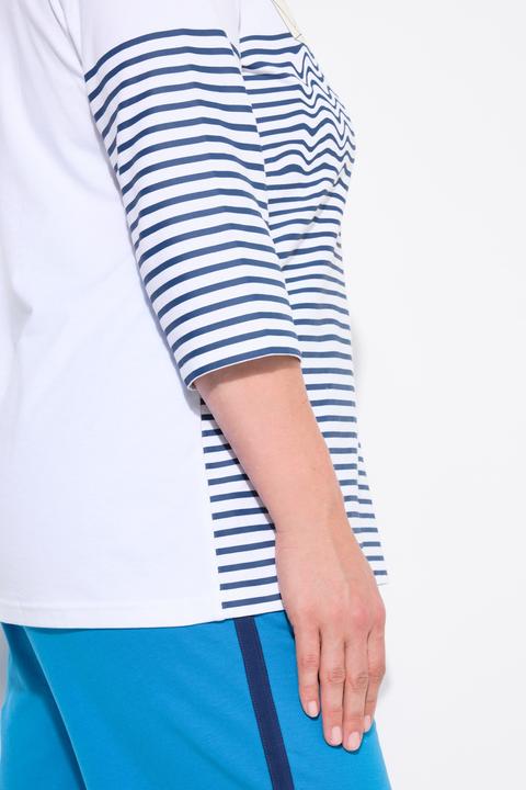 Produktbild Ulla Popken Shirt, Ringel, Papierboot, U-Boot-Ausschnitt, 3/4-Arm (50, 52)