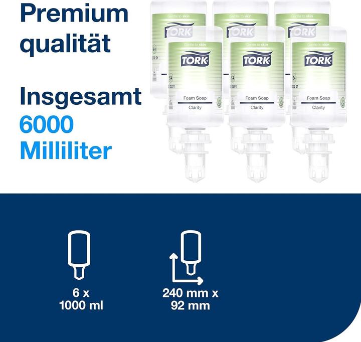 Immagine prodotto Tork 520201, Mani, Sapone in schiuma, Trasparente, 1000 ml, 1,03 kg, 92 mm (Sapone liquido, 1000 ml)