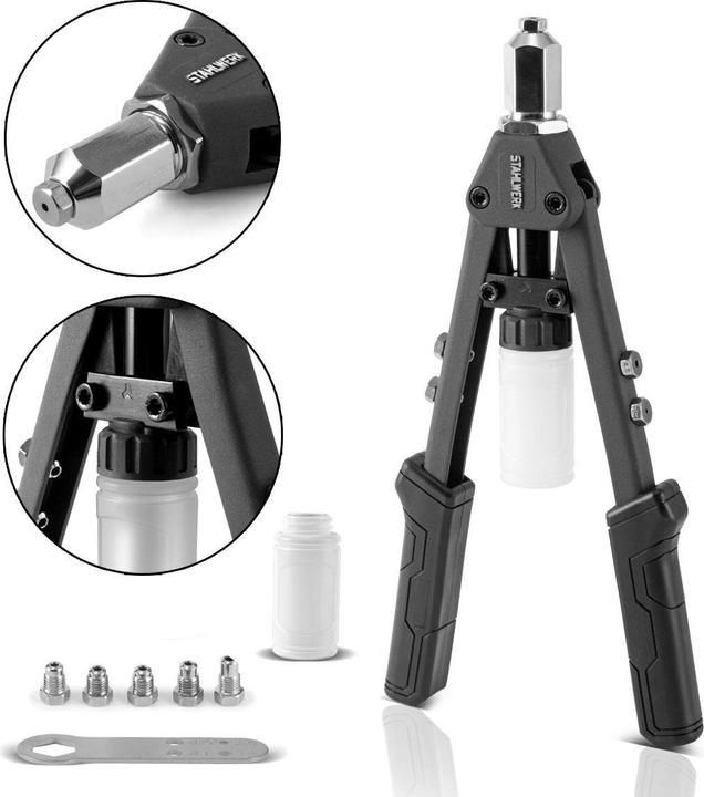 Immagine prodotto Stahlwerk Pinze per rivetti a leva Pinze per mandrini Pinze per dadi per rivetti Set di pinze per rivetti (12.70 mm)
