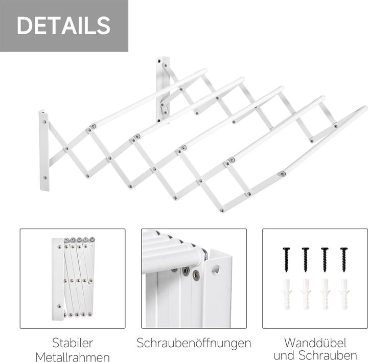 Image du produit Homcom Wäscheständer mit Wandmontage und zusammenklappbar