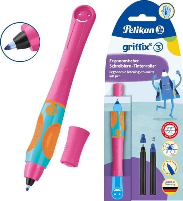 Actual product image Pelikan griffix ink pen Lovely Pink for right-handers, learn-to-write pen with ergonomic (Lovely pink, 1 x)