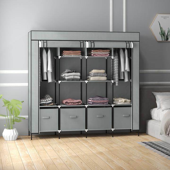 Image du produit Homcom Armoire en tissu avec portes à fermeture éclair (166 x 42.5 x 169.5 cm)