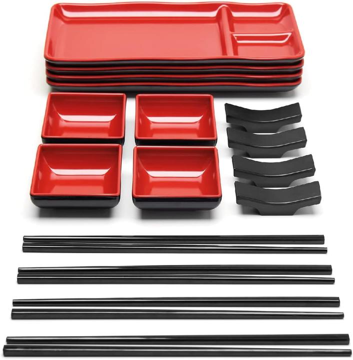 Actual product image Goliber Sushi serving set in red (4 pcs.)