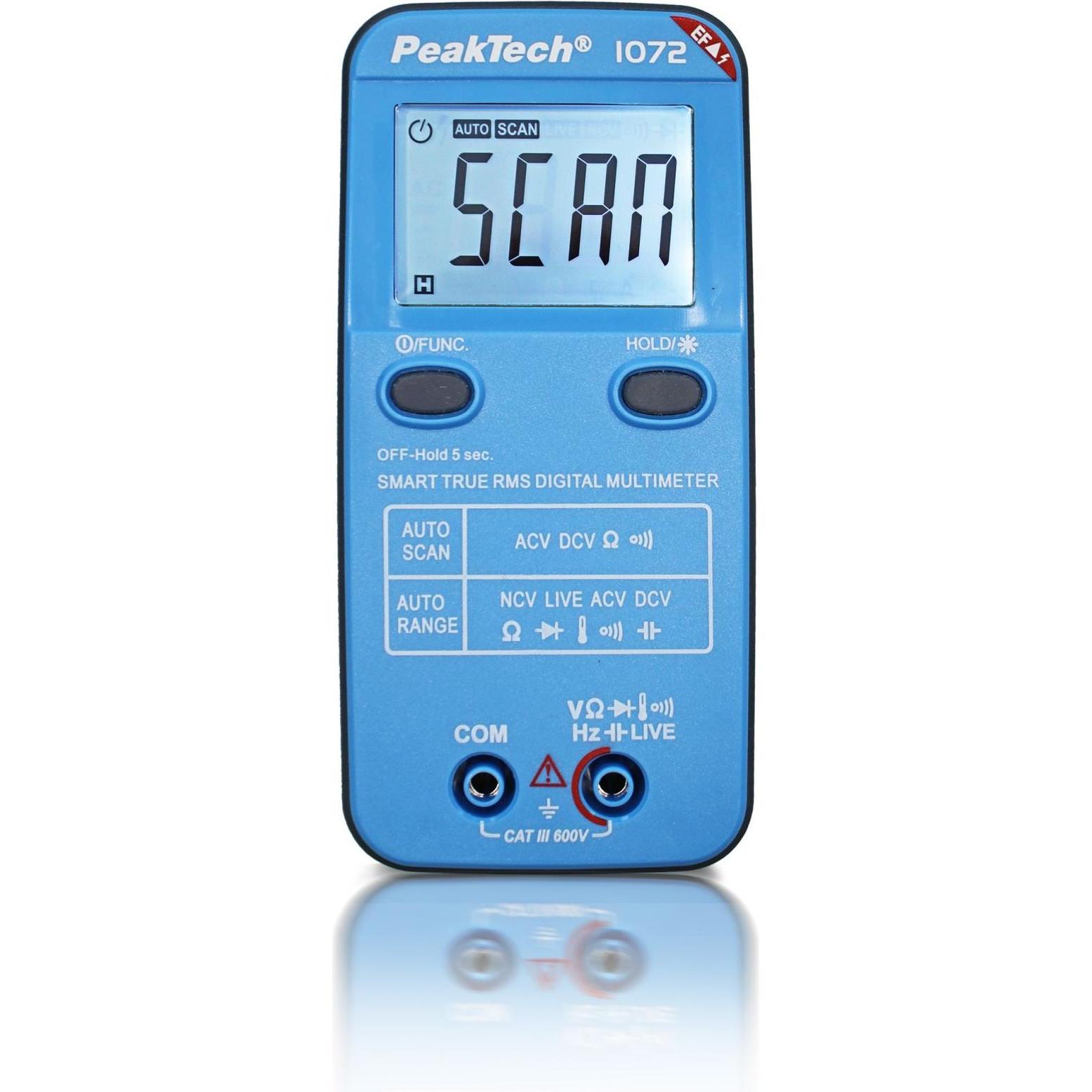 Peaktech, Multimetro, Smart-Multimeter, P 1072, 600 V AC/DC, NCV, True RMS (CAT III 600V)