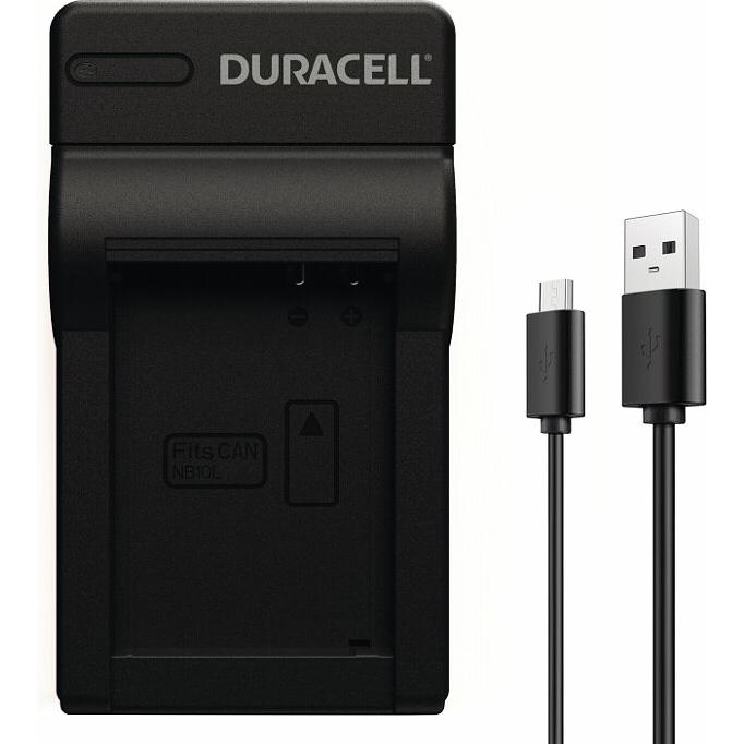 Duracell Ladegerät mit USB Kabel für DRC10L/NB-10L (Ladegerät), Kamera Stromversorgung, Schwarz