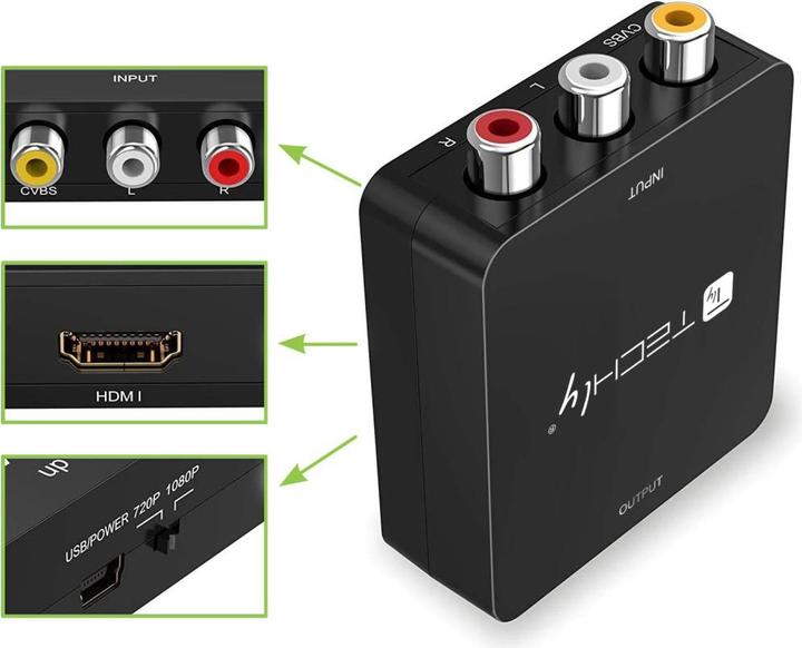 Produktbild NoName AV-Composite-Video- und Audiokonverter 3x Cinch auf HDMI 1080p