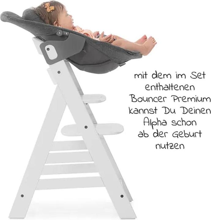 Actual product image Hauck Highchairs Alpha Plus White XXL Newborn Set - Highchair + 2in1 (Highchair, Stair high chair)