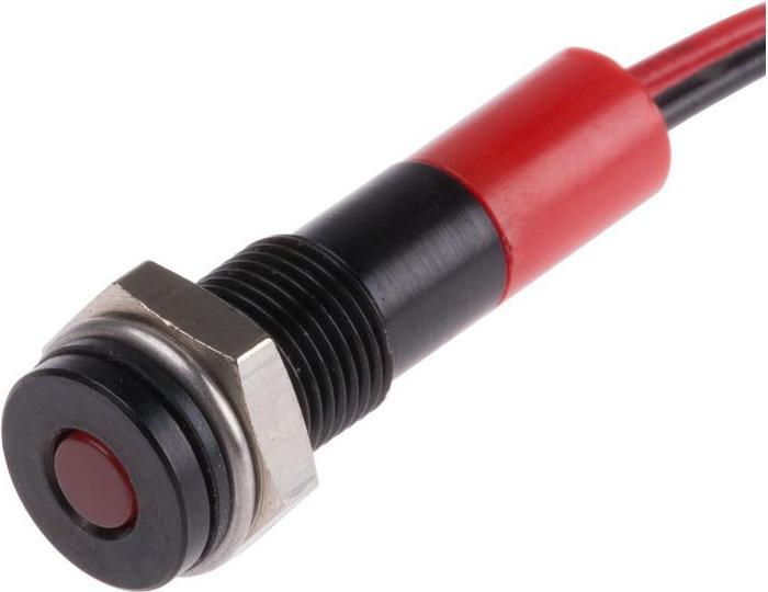 Produktbild RS PRO LED 6mm Chromblende 12Vdc Rot +Kabel