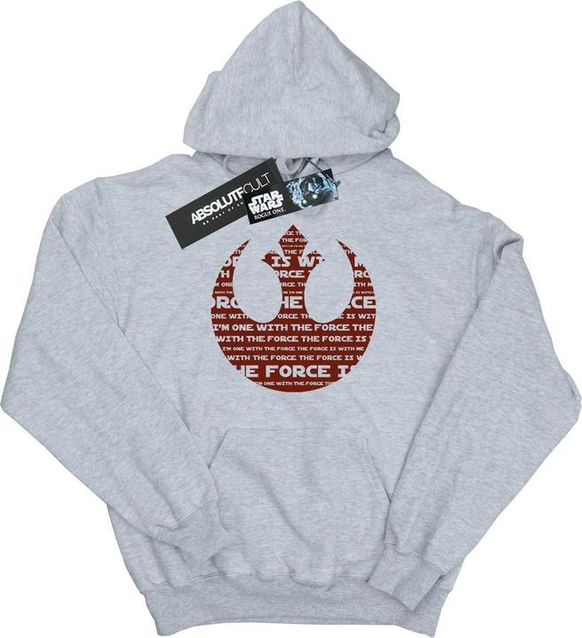 Actual product image Star Wars Mens Rogue One I'm One With The Force Alliance Emblem Red Hoodie (3XL)