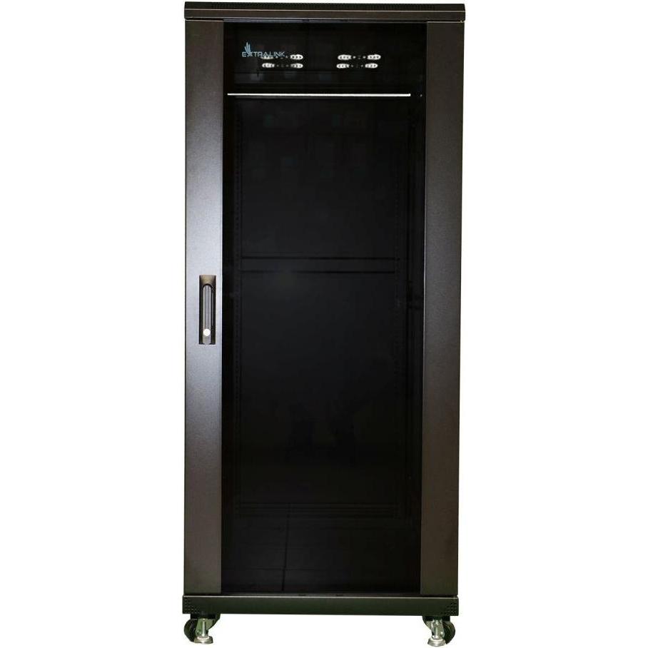Extralink 27U 1000mm floor cabinet black (27 HE, 19 Zoll Rack), Serverschrank, Schwarz