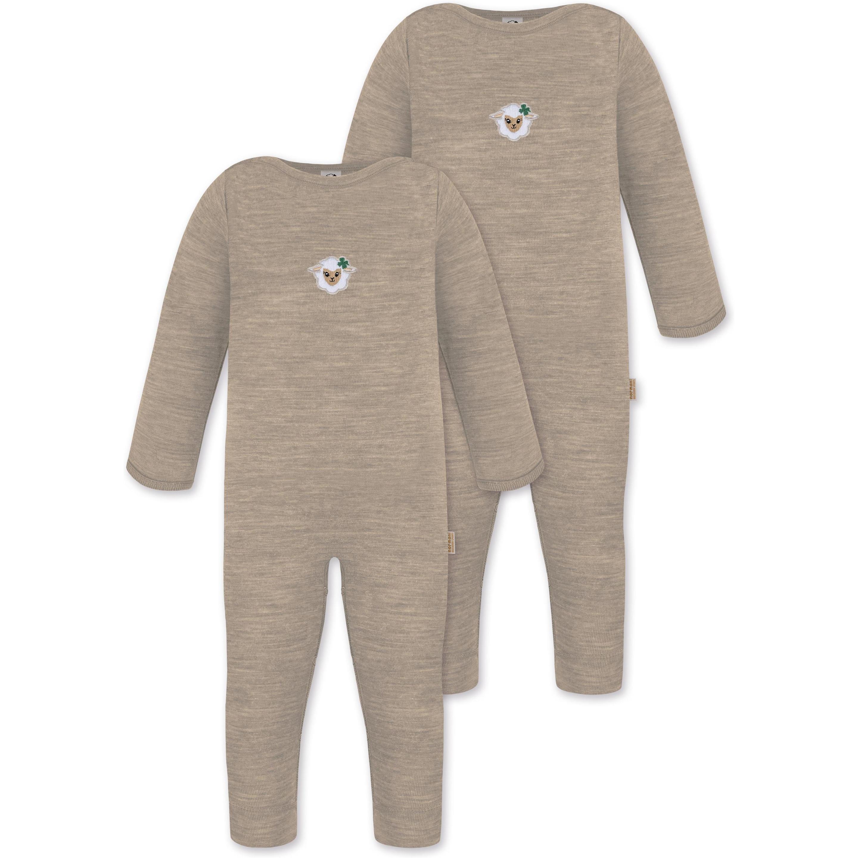 Normani, Herren, Strampler, 2er Pack Baby Merino Strampler „Tangoio" - 9593, Beige, (86)