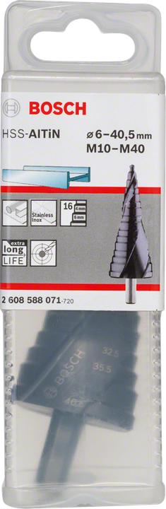 Produktbild Bosch Professional Zubehör Stufenbohrer HSS-AlTiN, für Kabelverschraubungen, M10-M40, 10 mm, 125,5 mm (10 mm)