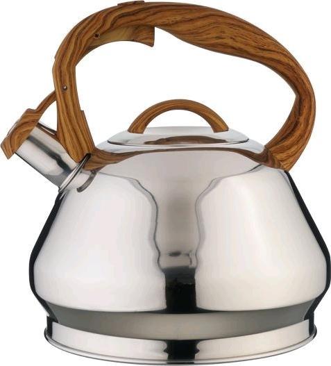 Eva- Kochen und Haushalt Eva Flötenkessel Edelstahl Rostfrei Holzoptikff 3,4 l