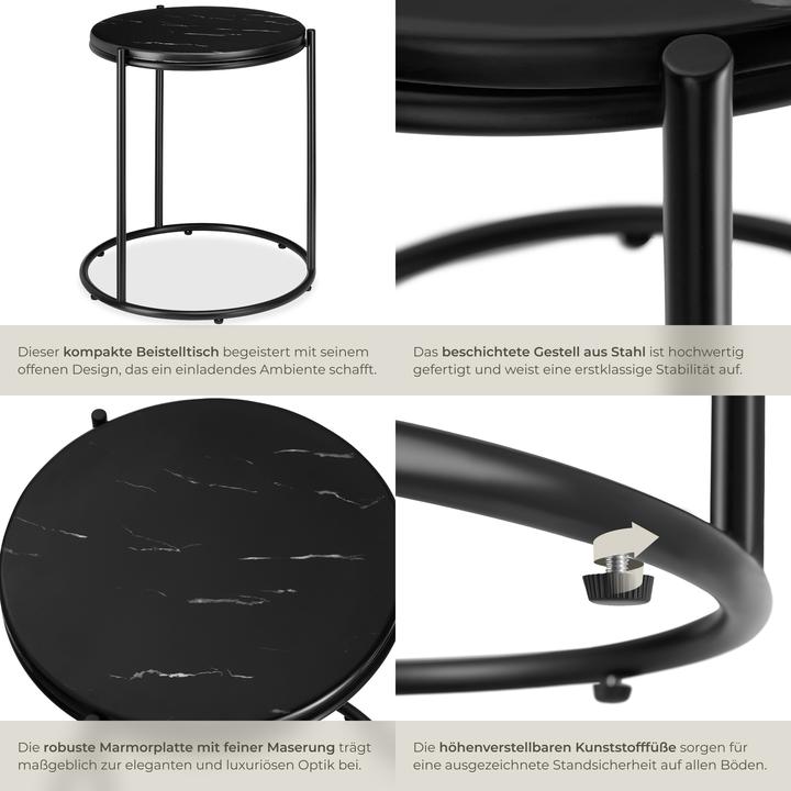 Actual product image tectake Side table Ellsa, marble top, steel frame