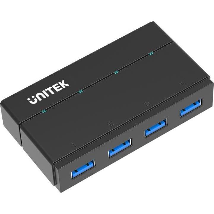 Unitek Y-HB03001 interface hub USB 3.2 Gen 1 (3.1 Gen 1) Type-B Black (USB-C, 4 Ports), Dockingstation + USB Hub, Schwar...
