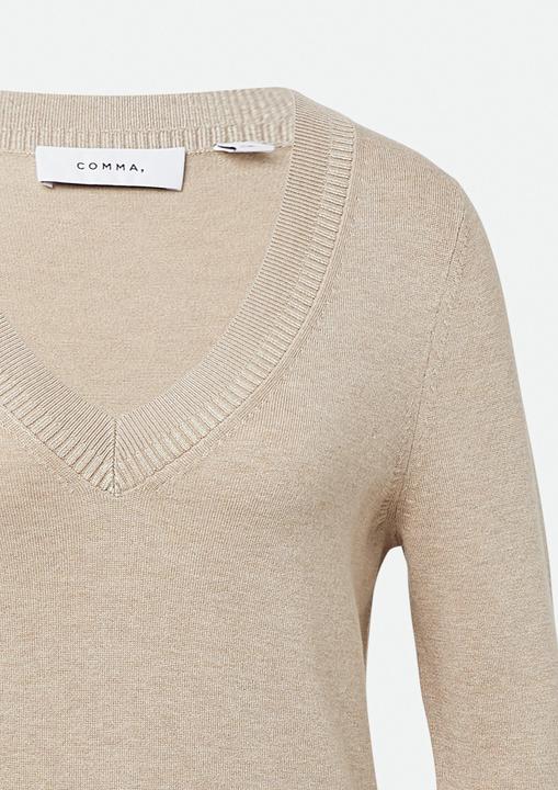 Produktbild Comma Strickpullover Strickpullover mit V-Ausschnitt und Rippdetails (40)
