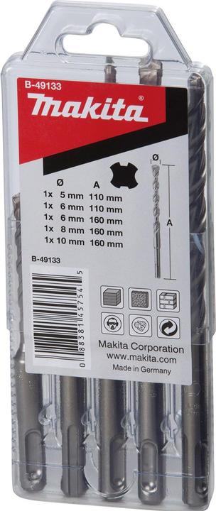 Produktbild Makita SDS-VPlus Bohrer Set 5 teilig SDS-Plus Hammerbohrer ( B-49133 ) (5, 6, 8, 10 mm)