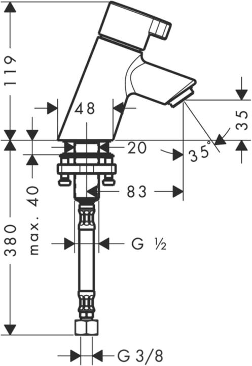 Actual product image hansgrohe Pedestal valve Talis S 13132000 chrome without pop-up waste