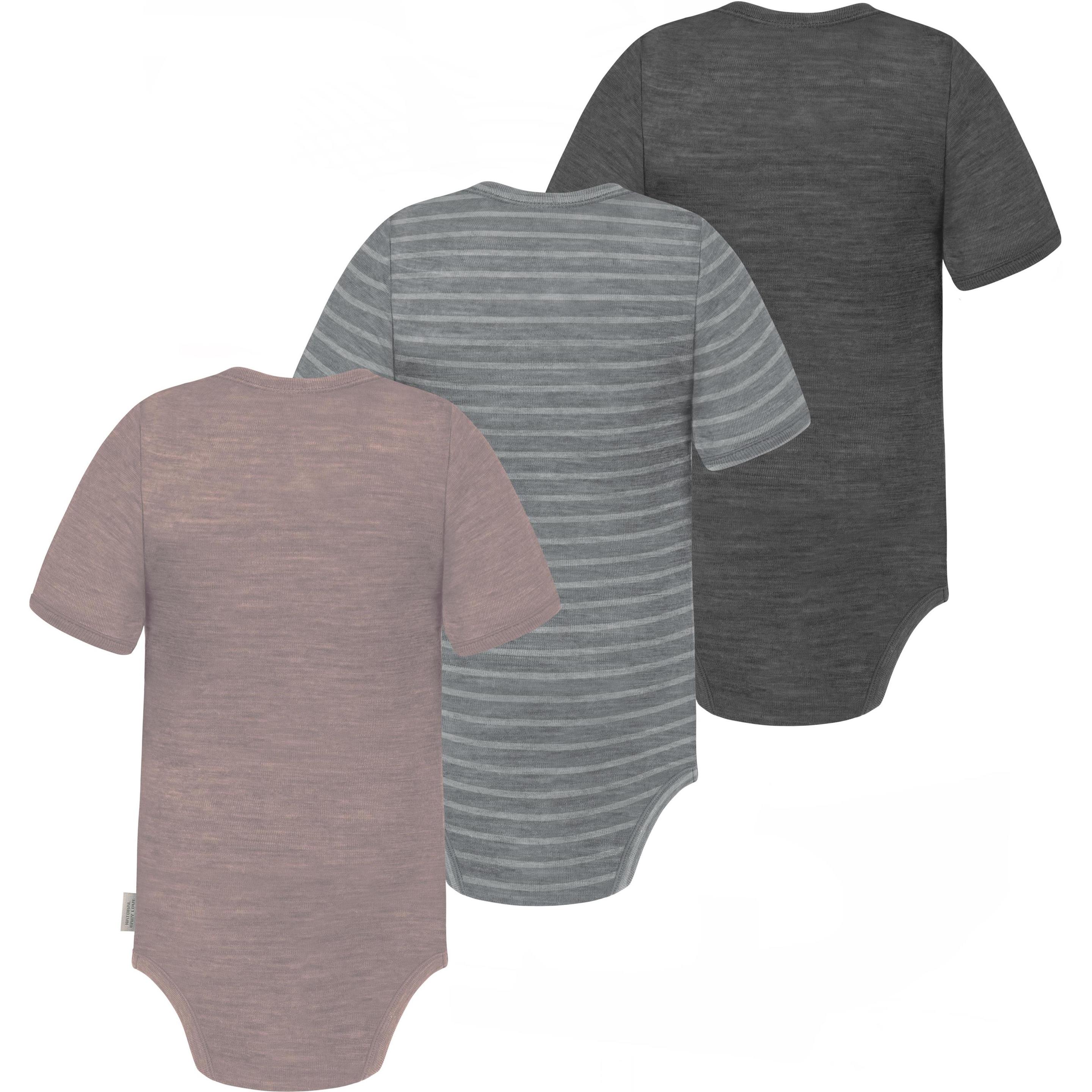 Thumbnail - Normani, Herren, Body, 3er Set Baby Merino Body Kurzarm „Tauranga" - 9295, Grau, (98)